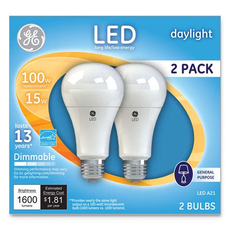 Led Daylight A21 Dimmable Light Bulb By Ge Gel66133