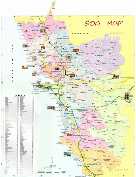 Goa Tourist Map Goa India Mappery