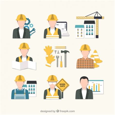 Free Vector Building Engineer Icons