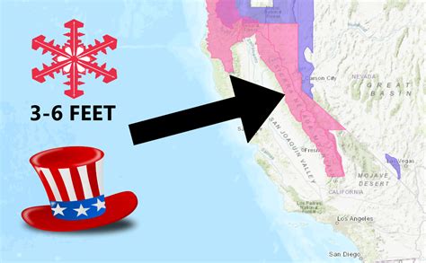 Noaa Winter Storm Warning Issued For California 3 6 Feet Of Snow