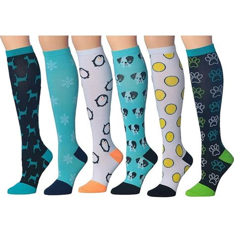 Ronnox Womens 3 Or 6 Pairs Colorful Patterned Knee High Graduated Compression Socks Walmart