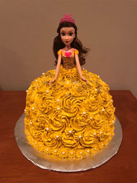 (9 inch cake + 14 cupcakes) or premium (10.5 inch cake + 18 cupcakes) 3 days advance notice is required for this cake order. Belle doll cake. (With images) | Doll cake, Disney ...