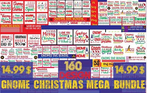 Christmas Gnome Mega Bundle 160 T Shirt Design Mega Bundle Christmas