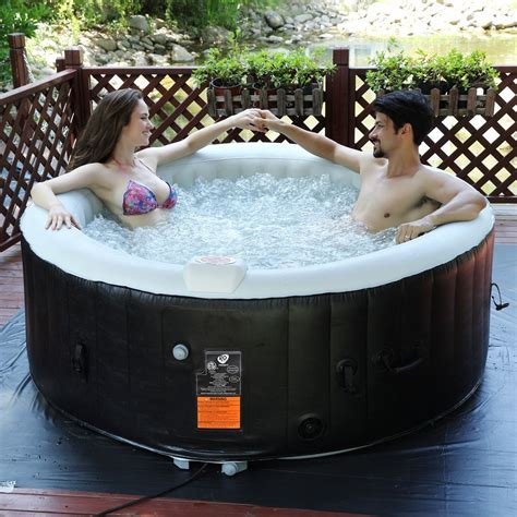Goplus 4 Person Portable Inflatable Hot Tub For Outdoor Jets Bubble Massage Spa Relaxing W