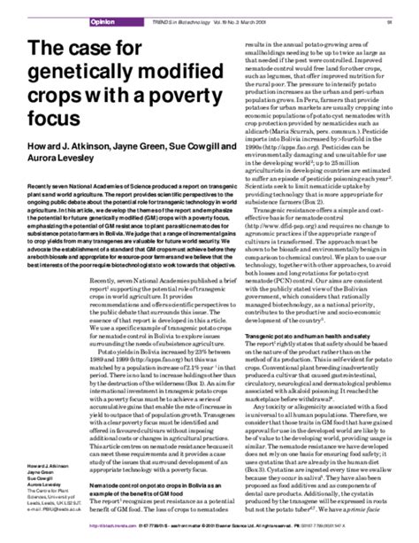 Pdf The Case For Genetically Modified Crops With A Poverty Focus