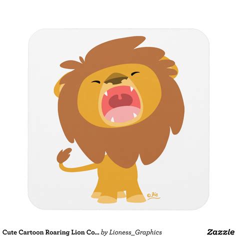 Cute Cartoon Roaring Lion Coasters Cartoon