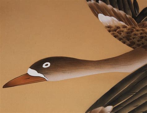 Japanese Panel Screen Hand Painted Geese On Paper 20th Century For