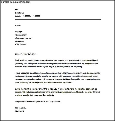 Notice Period Letter Template