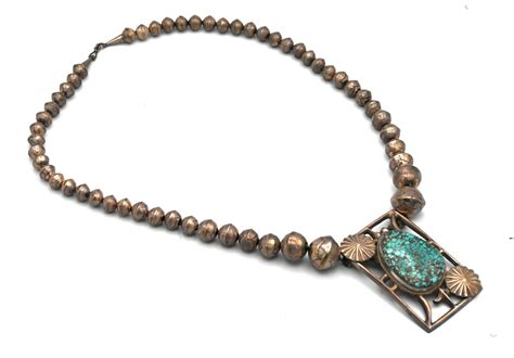 Native American F L Begay Navajo Pearl Belt Buckle Necklace Sterling