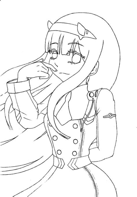 Lovely Zero Two Coloring Page Anime Coloring Pages