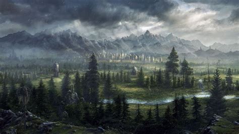 Digital Art Fantasy Art Total War Warhammer Trees Pine Trees Nature Landscape Mountains