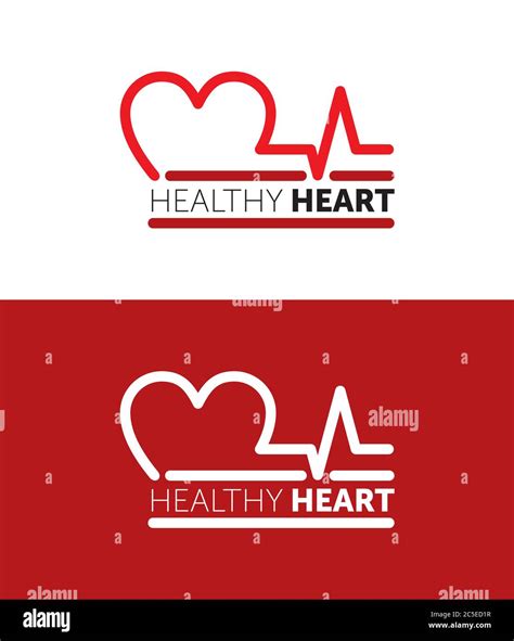 Healthy Heart Logo Design Heart Pulse Logo Red Icon Vector