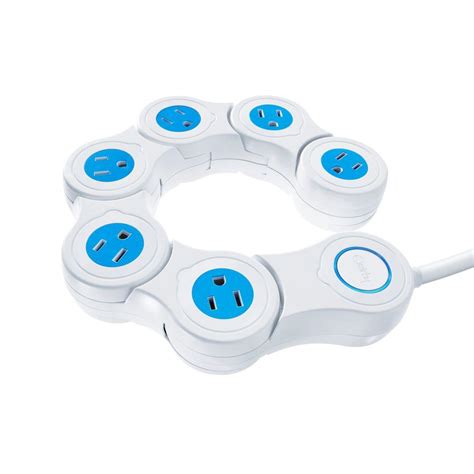 Quirky 4 Ft 6 Outlet Pivot Power Strip Whiteblue Ppvp1 Wbcm The