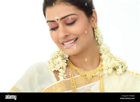 South Indian Woman Smiling Stock Photo Alamy