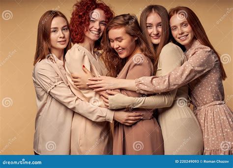 Group Of Pretty Redhead Models In Dress Portrait Stock Image Image Of Individuality Redhead