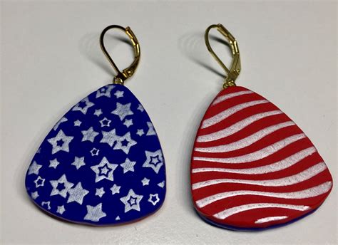 Patriotic Earrings Polymer Clay Jewelry Patriotic Earrings Clay Jewelry