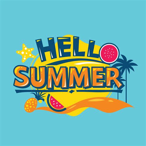 Hello Summer Summer Holiday Summer Quote 637921 Vector Art At Vecteezy