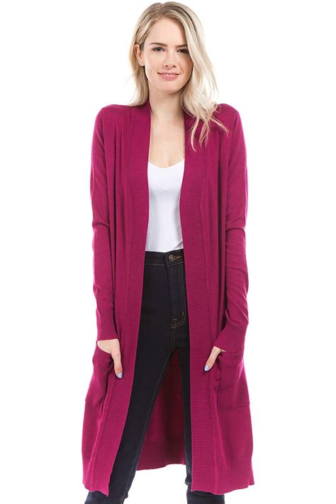 cielo women long duster knit sweater open front long sleeve cardigan w pocket s 3xl