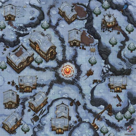 Winter Village Battle Map 35x35 Rmapmaking