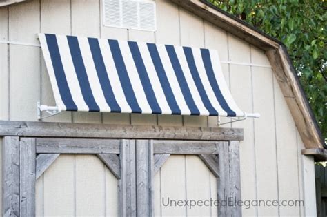 A common mistake people make is not anchoring their sheds to the ground! DIY Shed Awning {Quick and EASY} | Unexpected Elegance