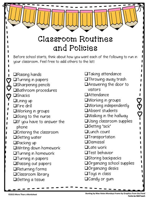 Class Routinesa List Of 40 Things To Consider Classroom Routines