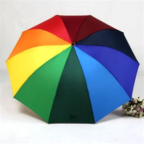 Hot Creative Beautiful Rainbow Color Umbrella Rain Women Female Arched Cute Umbrellas Folding