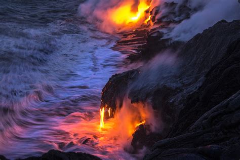 Kilauea Volcano Lava Flow Sea Entry 5 The Big Island Hawaii