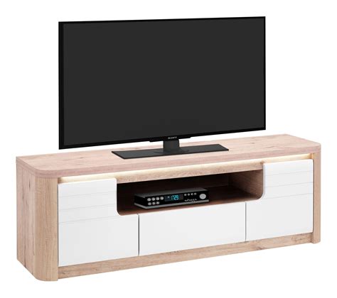 Meuble TV L.150 cm BELLINI décor chêne/blanc - Meuble TV BUT