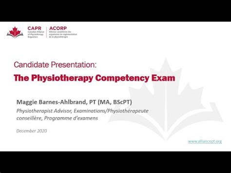 Candidate Presentation The Physiotherapy Competency Exam Youtube