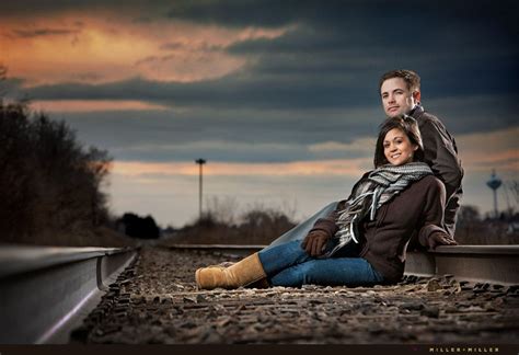 Couples Train Tracks Engagement Photography Winter Engaged Couples Photography Chicago