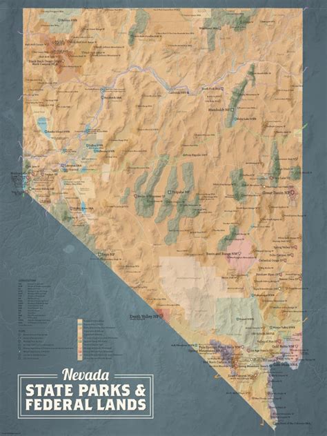 Nevada State Parks And Federal Lands Map 18x24 Poster Etsy