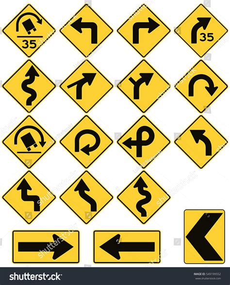 Road Signs United States W1 Series Stock Vector 549199552