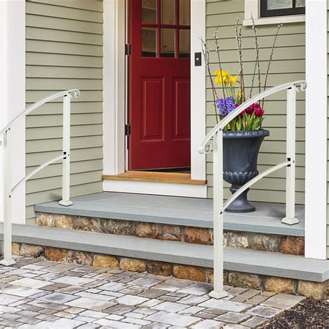 Salonmore Transitional Handrail Fits 1 Or 3 Steps White Stair Rail Handrails For Outdoor Steps