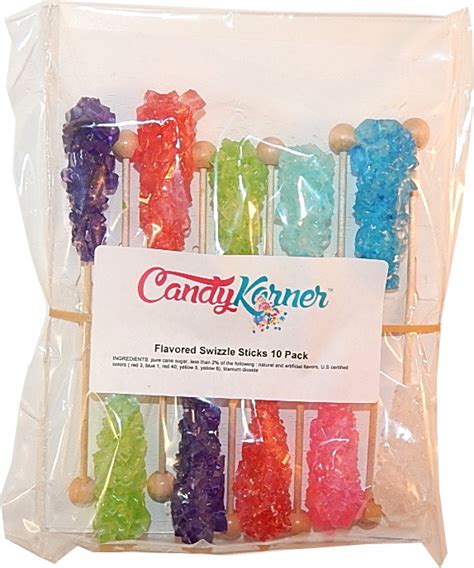 Assorted Rock Candy On Stick Large 10 Pcs Candykorner