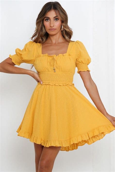Yellow Summer Mini Dresses With Sleeves Summer Mini Dresses In Yellow