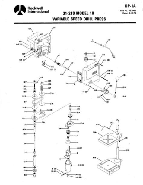 Delta Rockwell 31 210 Model 10 Variable Speed Drill Press Instructions