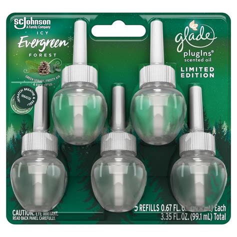 Glade Plugins 5 Pack Icy Evergreen Forest Plug In Air Freshener At