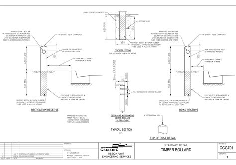 Civil Engineering Standard Drawings Cgg701 Timber Bollard