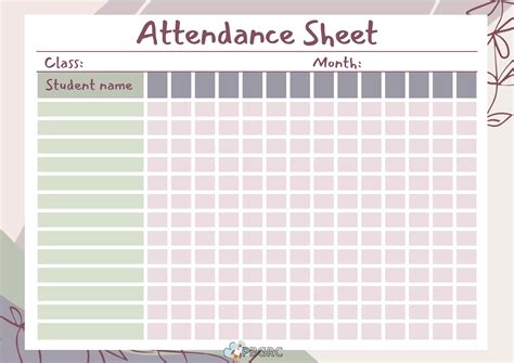 Free Printable Attendance Sheet Templates