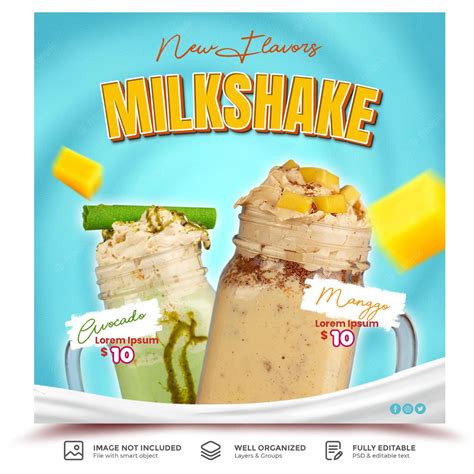 Premium Psd Milkshake Drink Menu Social Media Instagram Post Banner