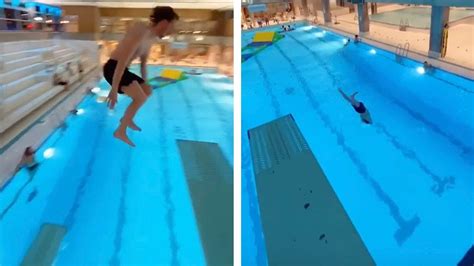 Man Jumps Between Two Diving Boards Youtube