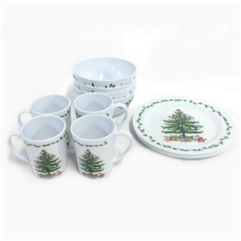Christmas Tree Melamine Dinnerware 12 Piece Set