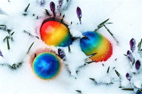 Easter Eggs In Snow — Stock Photo © Moskwa 22313785