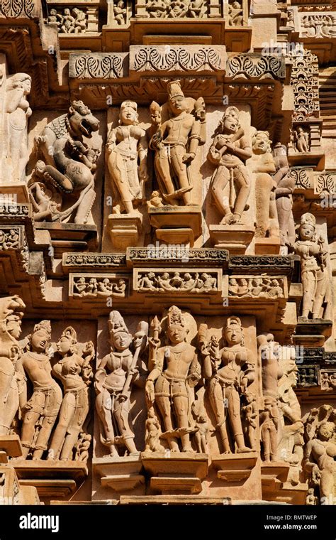 Intricate Sculptures On The Lakshmana Temple Khajuraho Madhya Pradesh
