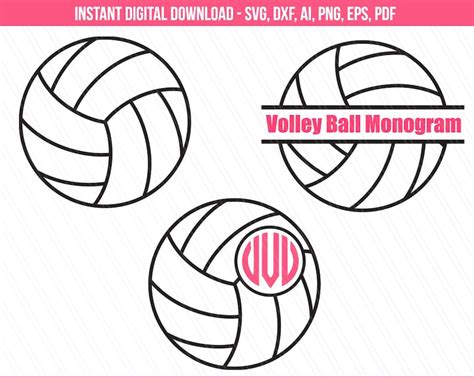 Volleyball Svg Volleyball Monogram Svg Sports Svg Monogram Etsy
