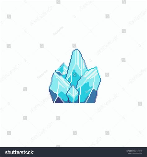 Pixel Art Blue Crystal White Background Stock Illustration 1861607815