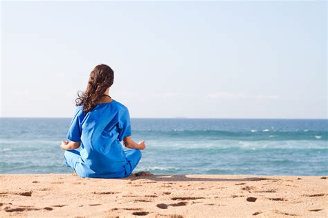 Young Nurse Meditation On Beach Leading Edge Nursing