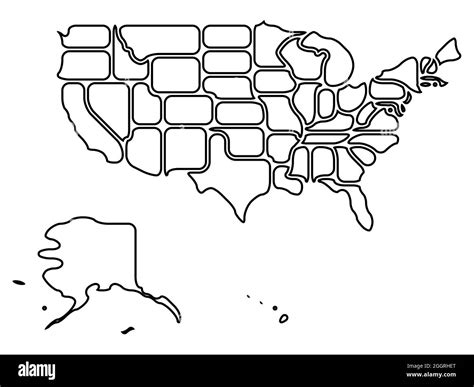 Mappa Semplificata Degli Stati Uniti Damerica Forme Arrotondate Di