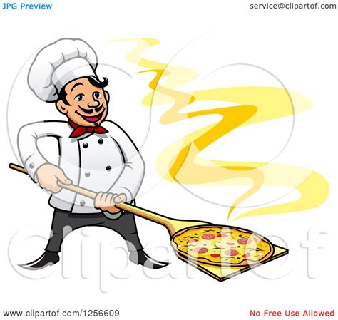 Clipart Of A Happy Pizza Chef Royalty Free Vector