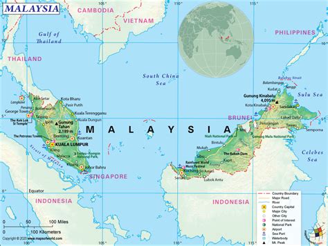 Malaysia Mountain Map